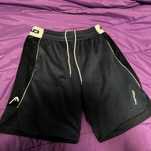 HEAD Men's Black and Cream Athletic Shorts